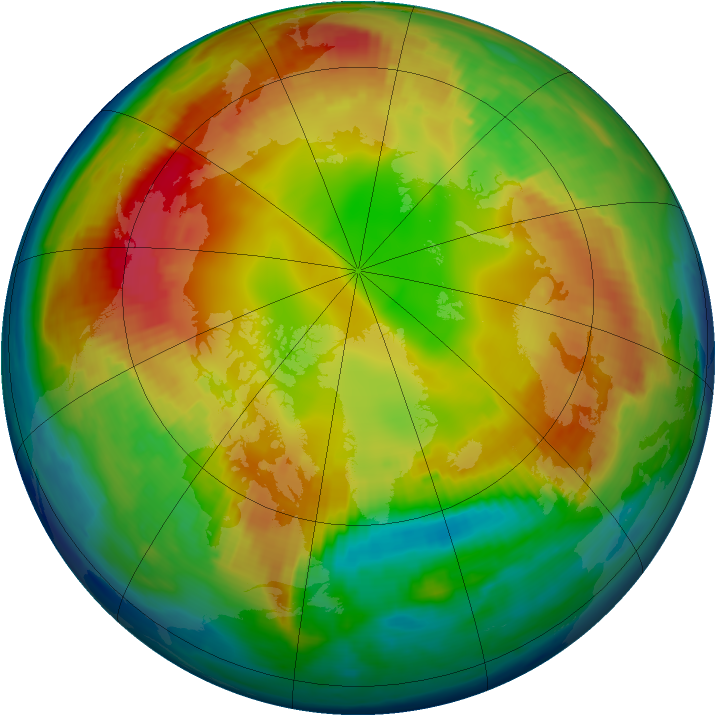 Arctic ozone map for 07 February 1999